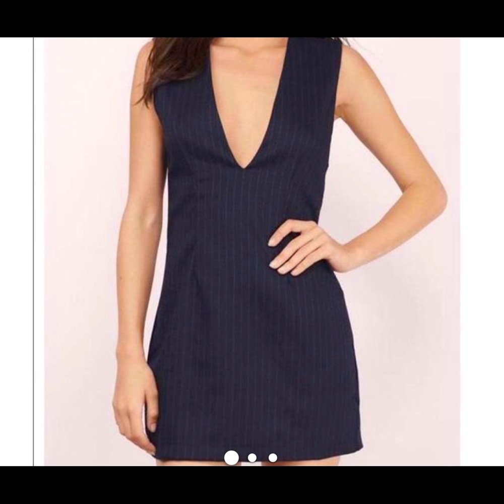 Tobi Navy Blue Pinstripe Shift Dress